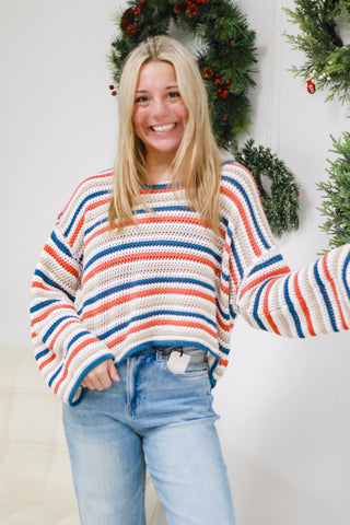 Bound To Find Out Stripe Sweater in Tangerine
