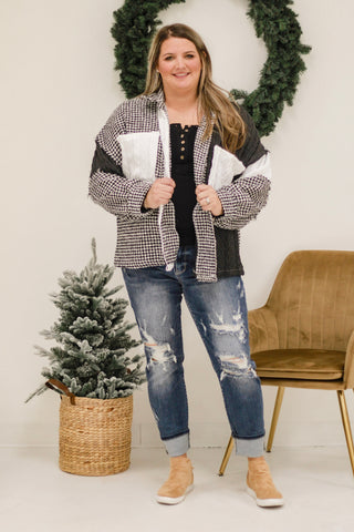 Amazed by You Houndstooth Print Block Cardigan