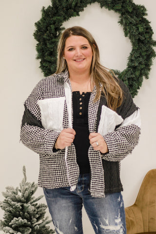 Amazed by You Houndstooth Print Block Cardigan