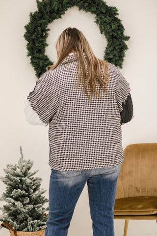 Amazed by You Houndstooth Print Block Cardigan