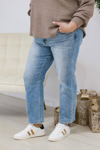 High Rise 90's Style Light Wash Jeans by Mica
