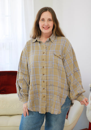 Tree Farm Favorite Plaid Button Up in Sage Grey