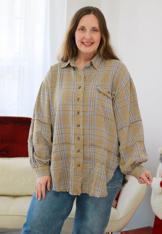 Tree Farm Favorite Plaid Button Up in Sage Grey