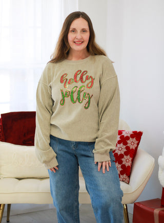 Holly Jolly Sequins Thermal Pullover