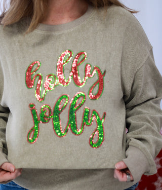 Holly Jolly Sequins Thermal Pullover