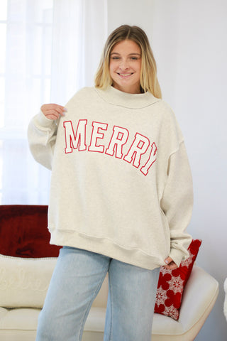 Merry Mock Neck Pullover in Heather Grey