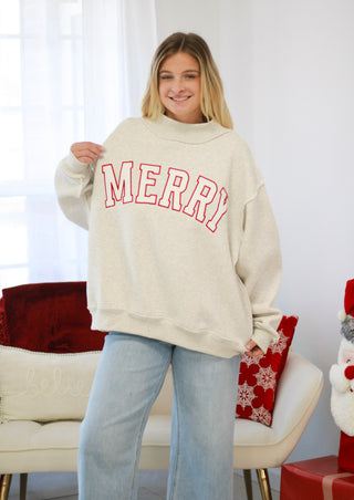 Merry Mock Neck Pullover in Heather Grey