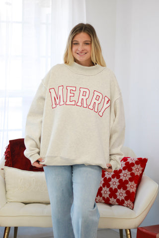 Merry Mock Neck Pullover in Heather Grey