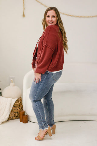 Feeling Red Washed Cardigan