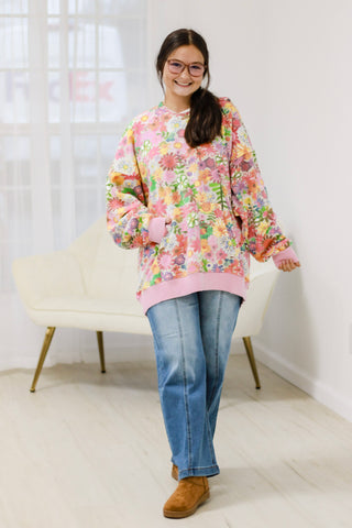 Natural Life Oversized Floral Sweatshirt in Rainbow