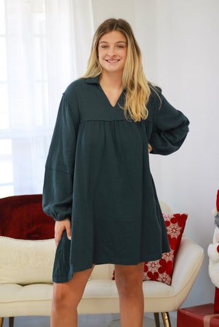 Home & Hearth Dress in Forest Green