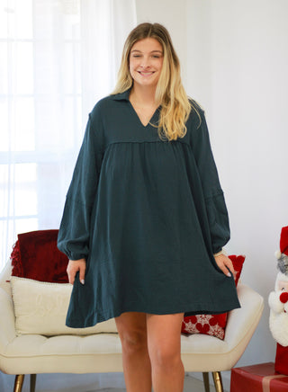 Home & Hearth Dress in Forest Green