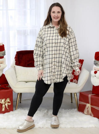 Out of the Woods Flannel Shacket in Oat