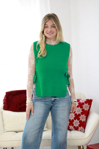 Here's To You Sleeveless Sweater in Green