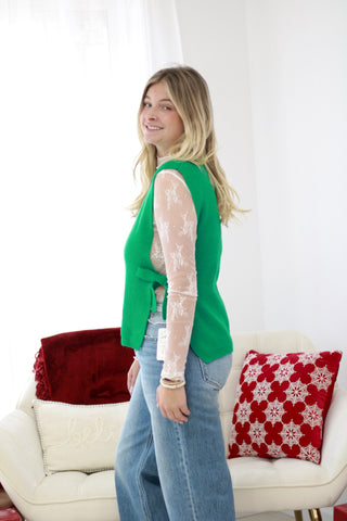 Here's To You Sleeveless Sweater in Green