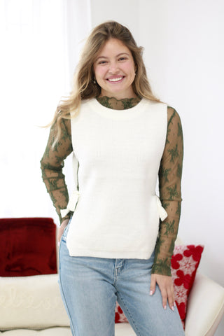 Here's To You Sleeveless Sweater in Ivory