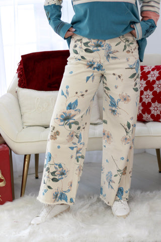 Too Much of a Good Thing Floral Pants in Ivory