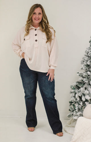 Hanging On to Forever Ribbed Pullover in Cream
