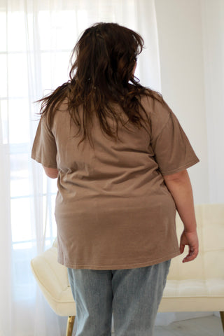 PRAY Embroidered Tee in Brown