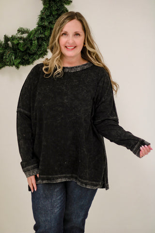 Ever Since That Day Mineral Washed Top in Black