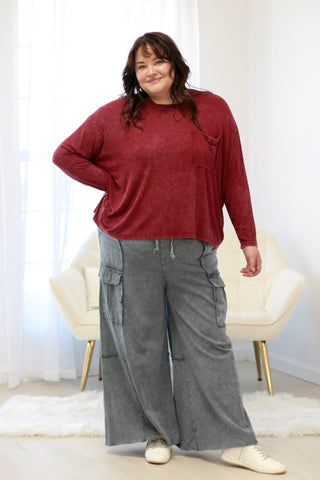 Comfort Season Basics Ribbed Cabernet Top