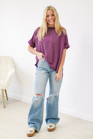 Going Out With The Girls Top in Dark Plum