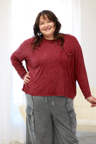 Comfort Season Basics Ribbed Cabernet Top