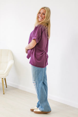 Going Out With The Girls Top in Dark Plum