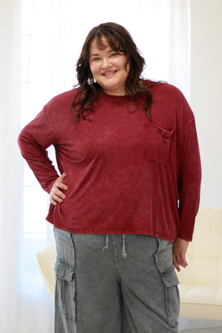 Comfort Season Basics Ribbed Cabernet Top