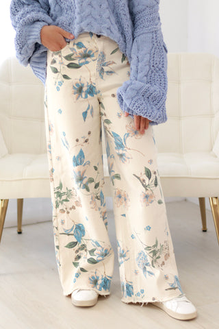 Too Much of a Good Thing Floral Pants in Ivory