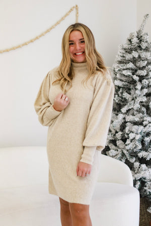 Warm for Winter Sweater Dress in Cream