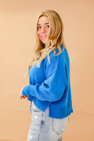 We Have a Warm Feeling Cropped Sweater in Winter Blue