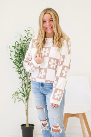 This is Destiny Floral Block Print Sweater