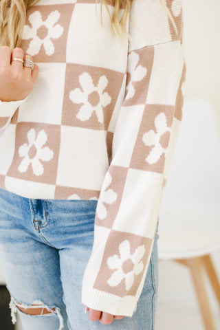 This is Destiny Floral Block Print Sweater