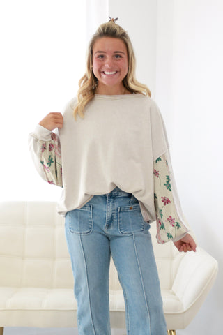 Don't Go Crazy Terry Pullover in Mushroom