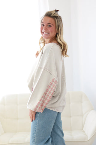 Don't Go Crazy Terry Pullover in Mushroom