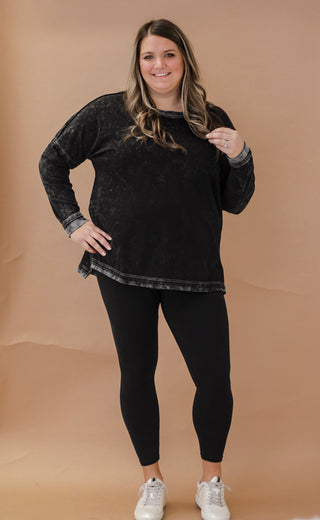 Ever Since That Day Mineral Washed Top in Black