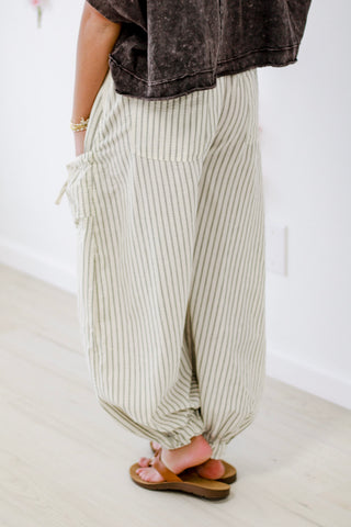 Take a Jog Striped Pants in Oatmeal