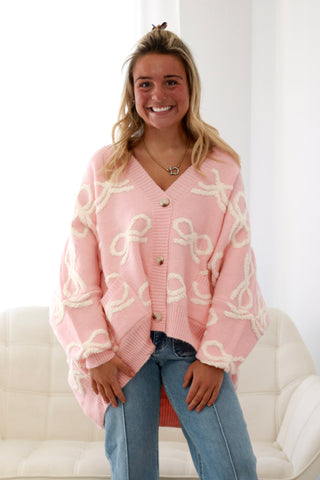 Such a Sweetheart Bow Print Cardigan