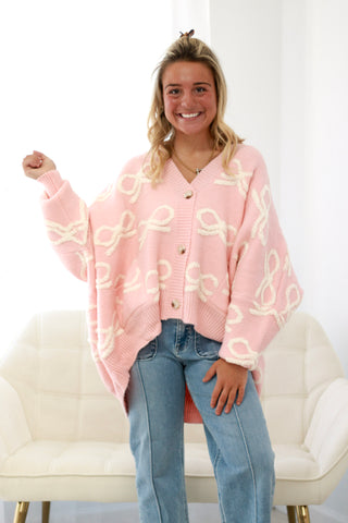 Such a Sweetheart Bow Print Cardigan