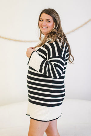 Cozy on Trend Striped Sweater Dress