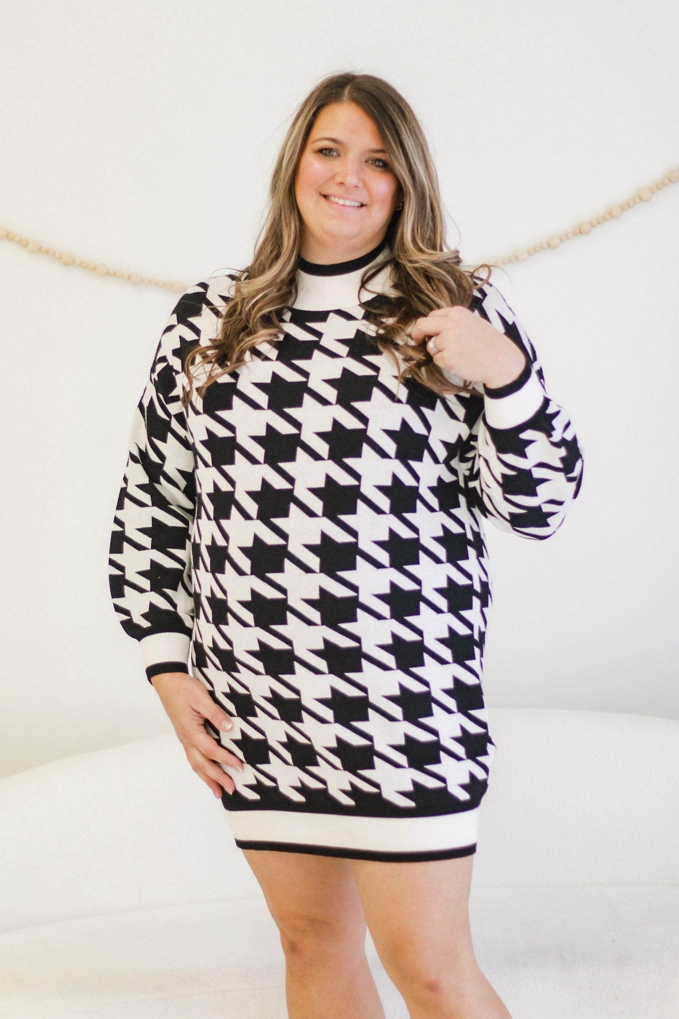 Around Town Houndstooth Sweater Dress Around Town Houndstooth Sweater Dress