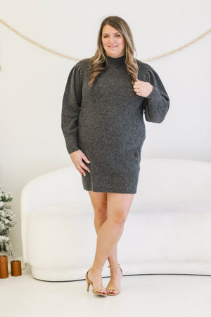 Warm for Winter Sweater Dress in Charcoal