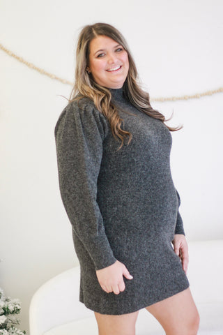 Warm for Winter Sweater Dress in Charcoal
