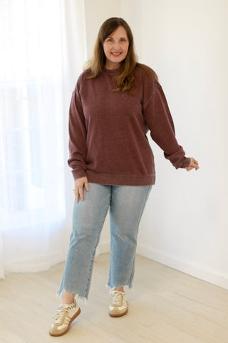 Blissfully Unaware Pullover in Merlot