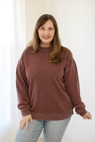 Blissfully Unaware Pullover in Merlot