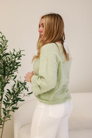 Heard You Called Mint Confetti Sweater