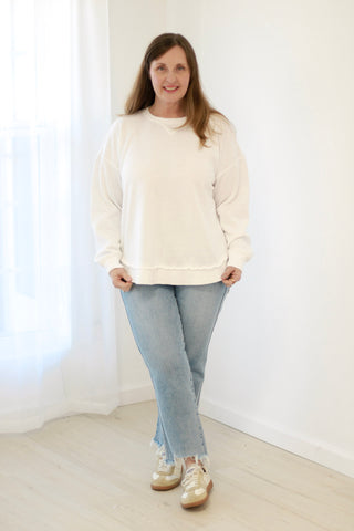 Blissfully Unaware Pullover in Cloud White