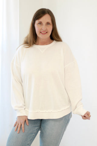 Blissfully Unaware Pullover in Cloud White