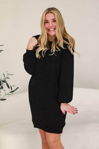 Winter Wishes Black Sweater Dress